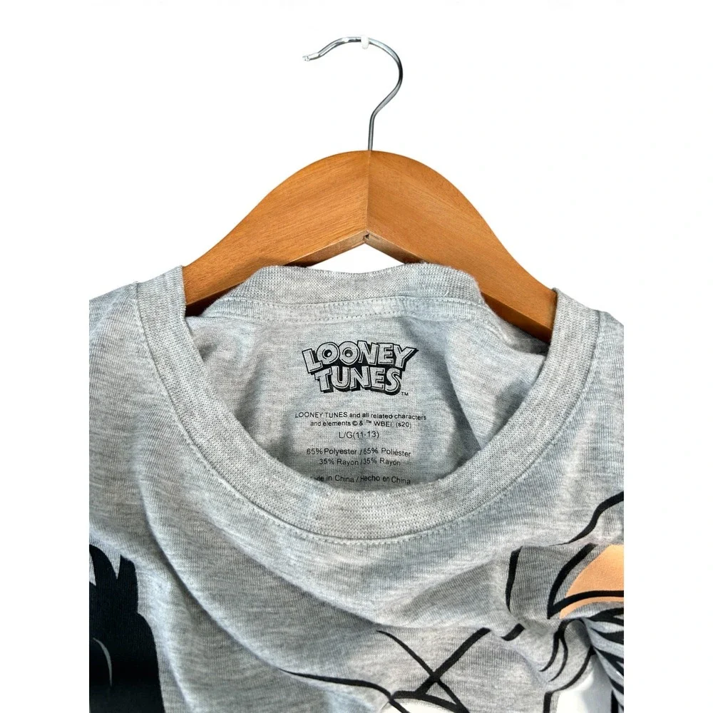 Looney Tunes Bugs Bunny Daffy Duck Graphic T Shirt Gray Kids‎ L 11 13